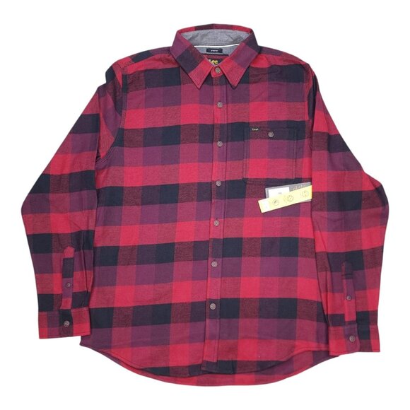 Lee Mens L Plaid Flannel Long Sleeve Button-Up Shirt Stretch Regular Fit - Picture 9 of 9